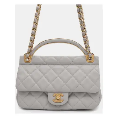 Chanel Matelasse Gray Lambskin Shoulder Bag