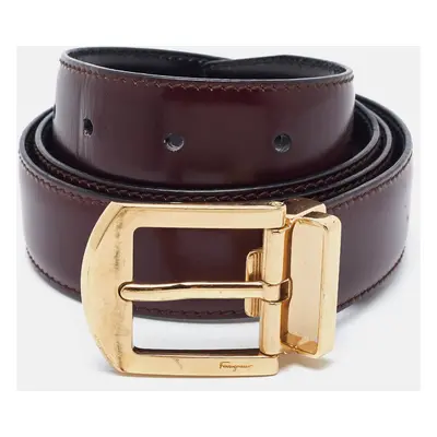 Salvatore Ferragamo Burgundy Leather Cut to Size Reversible Belt