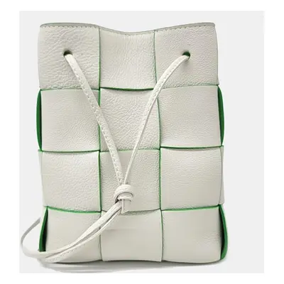 Bottega Veneta Cream Leather Cassette Bucket Bag