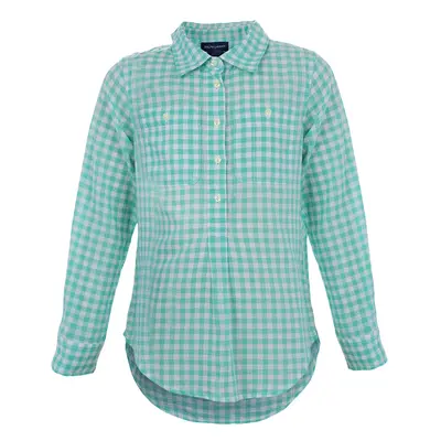 Ralph Lauren White and Green Checked Long Sleeve Button-Down Cotton Shirt Yrs