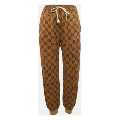 Gucci Brown GG Supreme Logo Print Jersey Trackpants