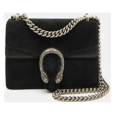 Gucci Black Suede and Leather Mini Dionysus Shoulder Bag