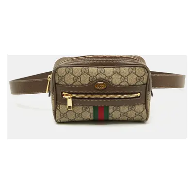 Gucci Beige/Ebony GG Supreme Canvas and Leather Small Ophidia Belt Bag