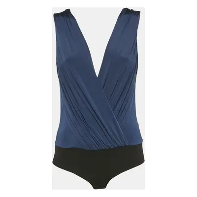 Elisabetta Franchi Navy Blue Jersey Sleeveless Bodysuit