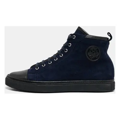 Hermes Navy Blue Suede Cap Toe High Top Sneakers Size