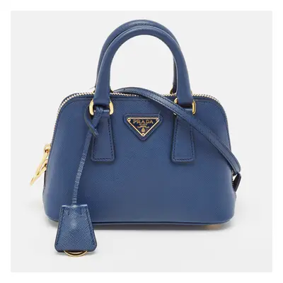 Prada Blue Saffiano Leather Mini Promenade Satchel