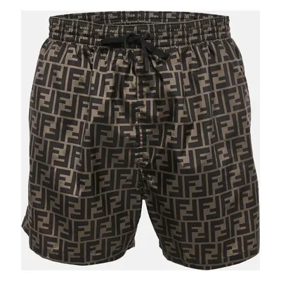 Fendi Brown Zucca Print Synthetic Swim Shorts