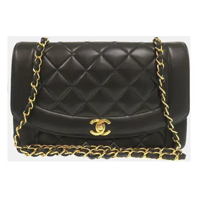 Chanel Black Lambskin Diana Medium Matelasse Shoulder Bag