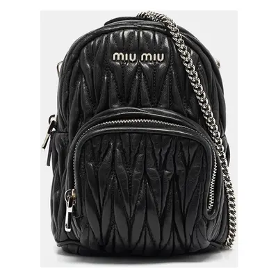 Miu Miu Black Matelassé Leather Mini Chain Crossbody Bag