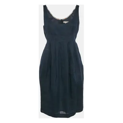 Burberry Brit Blue Ramie Pleated Short Dress