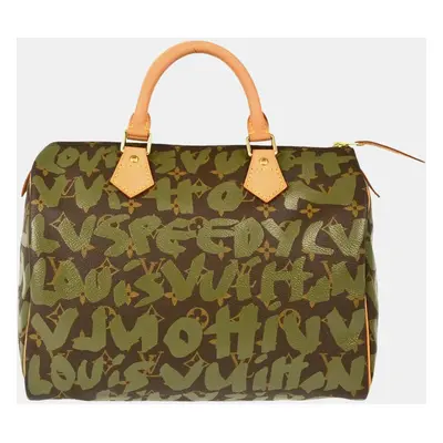 Louis Vuitton Khaki Monogram Graffiti Speedy Handbag