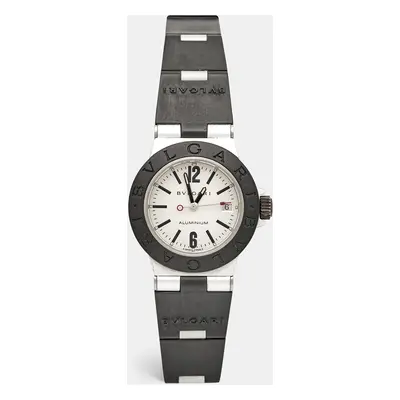 Bvlgari Silver Two-Tone Aluminum Rubber Diagono AL29TA Women's Wristwatch