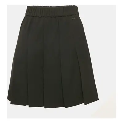 Chanel Black Wool Drill Pleated Mini Skirt