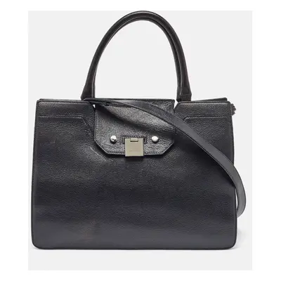 Jimmy Choo Black Leather Flap Riley Tote