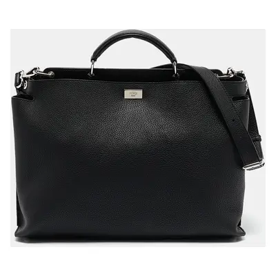 Fendi Black Leather Peekaboo Iconic Essential Bag