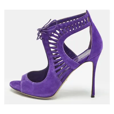 Sergio Rossi Purple Suede Lace Up Sandals Size