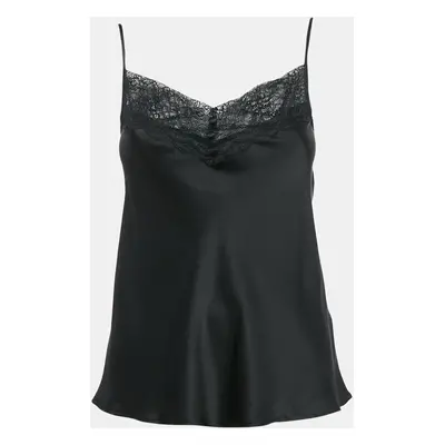 Maje Black Lace Trim Satin Silk Camisole