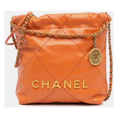 Chanel Orange Shiny Calfskin Mini Handbag