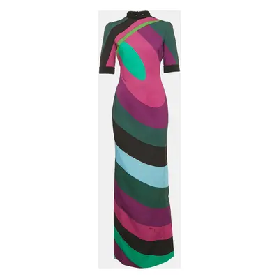 Emilio Pucci Multicolor Abstract Print Crepe Maxi Dress