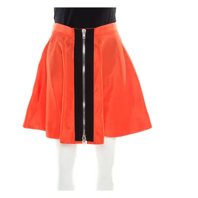 Miu Miu Orange Zip Front Detail Mini Circle Skirt