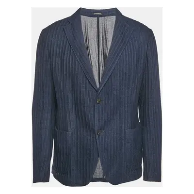 Emporio Armani Navy Blue Cotton Single Breasted Jacket