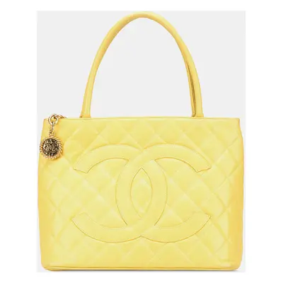 Chanel Yellow Caviar Medallion Tote