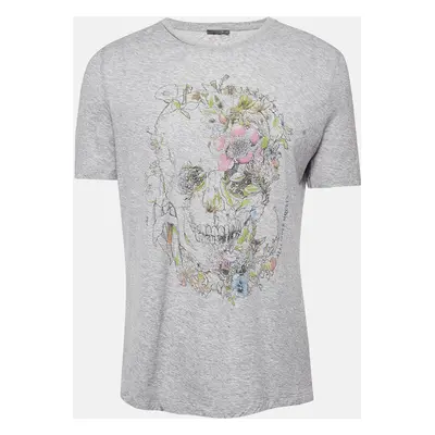 Alexander McQueen Grey Floral Print Jersey T-Shirt