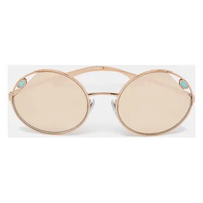 Bvlgari Rose Gold Mirrored BV Round Sunglasses