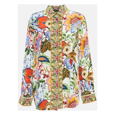 Etro Multicolor Floral Print Silk Button Front Shirt