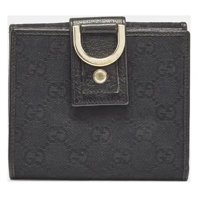 Gucci Black GG Canvas and Leather Abbey Compact Wallet