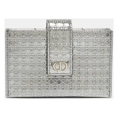 Dior Grey Micro Cannage Leather Montaigne Gusset Card Holder