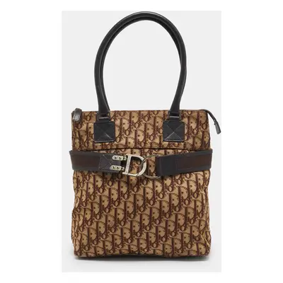 Dior Brown Diorissimo Canvas and Leather Buckle Tote