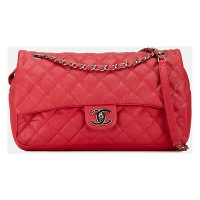 Chanel Red Jumbo Caviar Easy Flap Bag