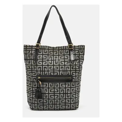 Givenchy Grey/Black Monogram Canvas and Leather Tassel Zip Tote