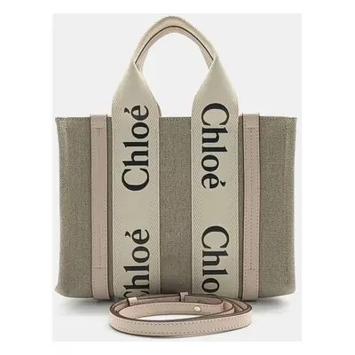 Chloe Beige Canvas and Leather Woody Small Bag