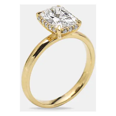 18k Yellow Gold Radiant Cut; Round Brilliant Lab Grown Diamonds Ring (Approx 2.00 cts)