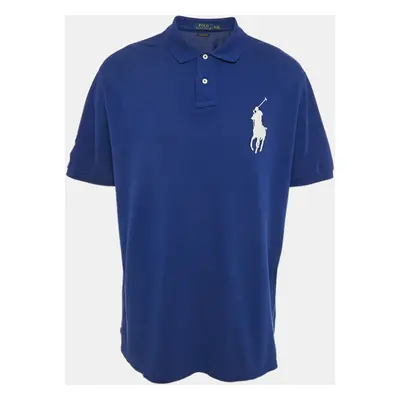 Polo Ralph Lauren Blue Embroidered Cotton Pique Classic Fit Polo T-Shirt