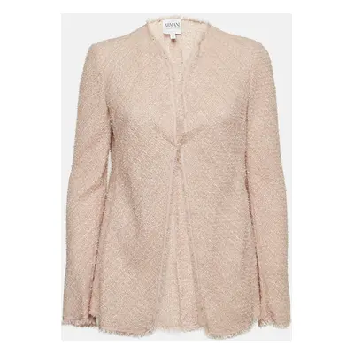 Armani Collezioni Pink Tweed Raw Edge Detail Cardigan