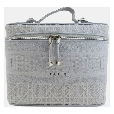 Dior Grey Cannage Embroidery Canvas DiorTravel Vanity Case Bag