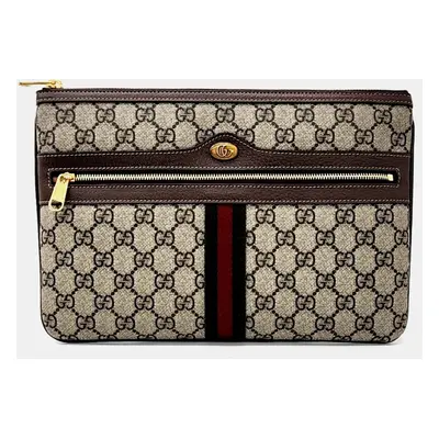 Gucci Beige PVC Ophidia GG Supreme Clutch