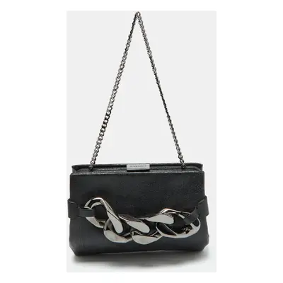 Givenchy Black Leather Chain-Link Accent Clutch