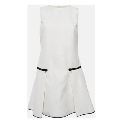 Victoria Victoria Beckham White Textured Synthetic Zip Waist Mini Dress