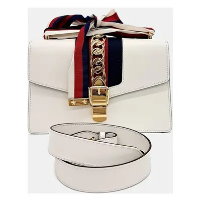 Gucci White Leather Sylvie Bag