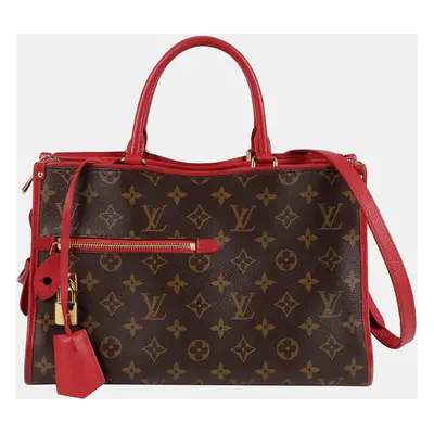 Louis Vuitton Brown/Red Coated Canvas LV Monogram Popincourt MM Handbag