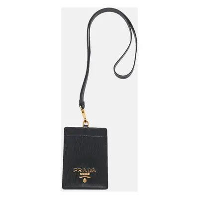 Prada Black Vitello Move Leather Badge Holder