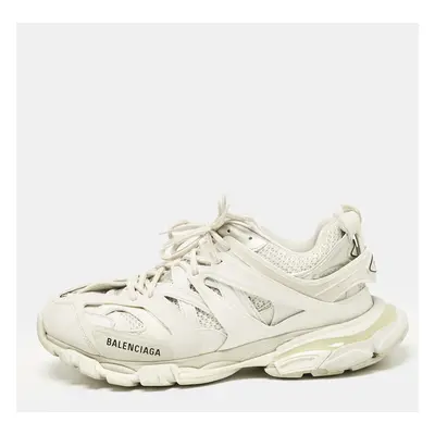 Balenciaga White Faux Leather and Mesh Track Sneakers Size