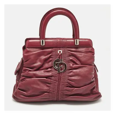 Dior Burgundy Leather Karenina Frame Tote