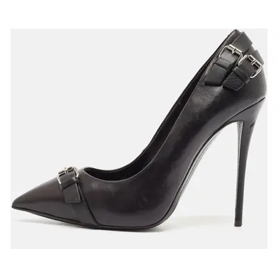 Giuseppe Zanotti Black Leather Buckle Detail Pointed Pumps Size