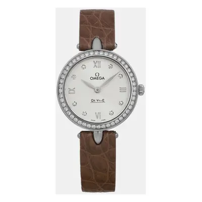 Omega Silver Diamond Stainless Steel De Ville Prestige 424.18.27.60.52.001 Quartz Women's Wristw