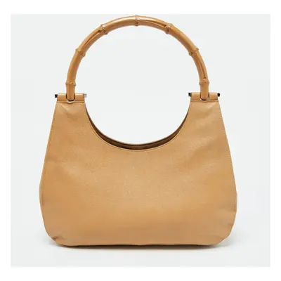 Gucci Beige Leather Bamboo Handle Hobo